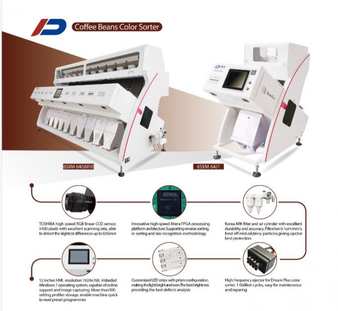Bean Color Sorter Machine 3 Chutes CCD 192 Channels Easy Operation